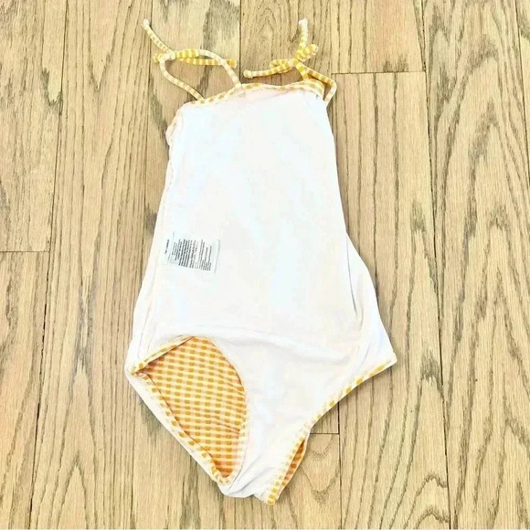 Cotton On Kids Girls Kerrie One Piece Orange and White Checkered Swimsuit Size 8 - Picture 8 of 8